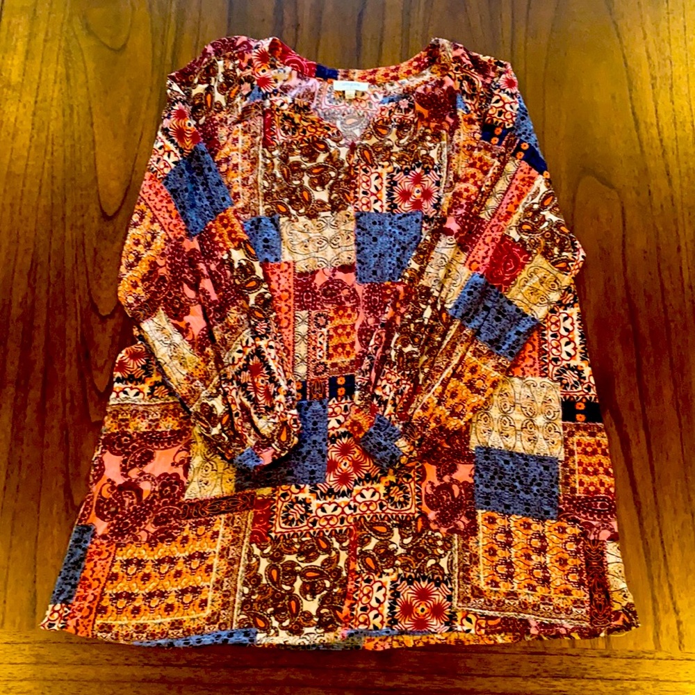 Size L, umgee usa, patchwork, long sleeve dress, LIKE NEW!!